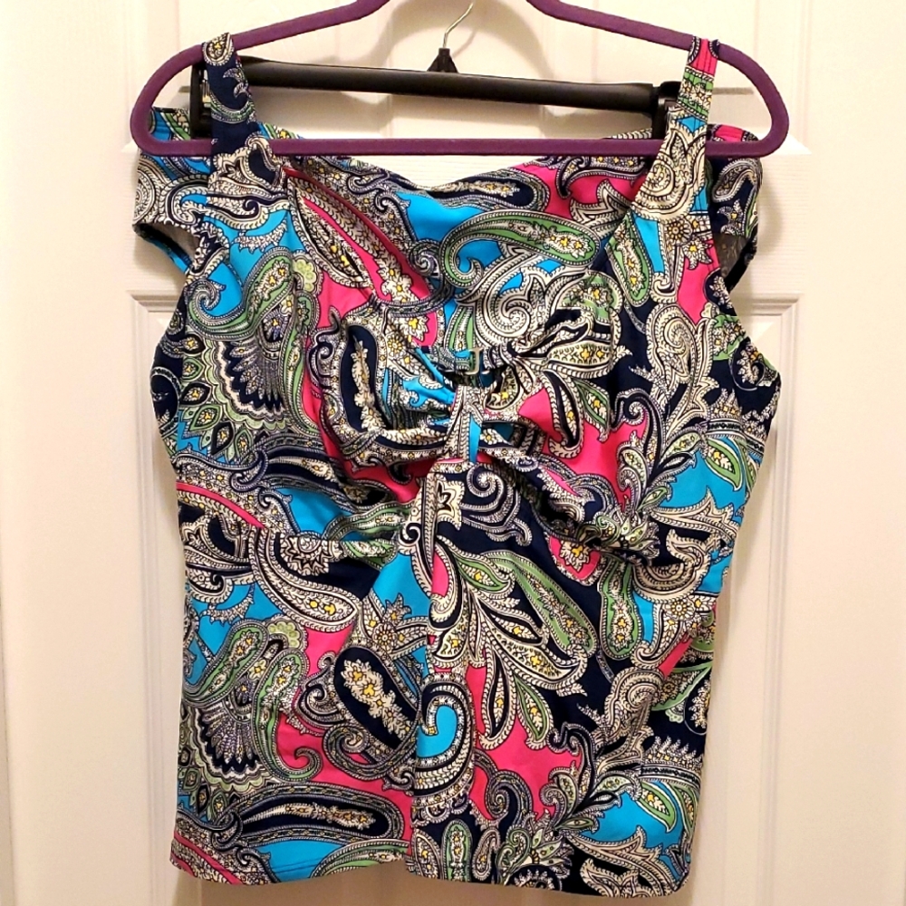 Sale NEW Aerin Rose 🌻 Tankini Bathing Suit Set Paisley Print Plus Size 20